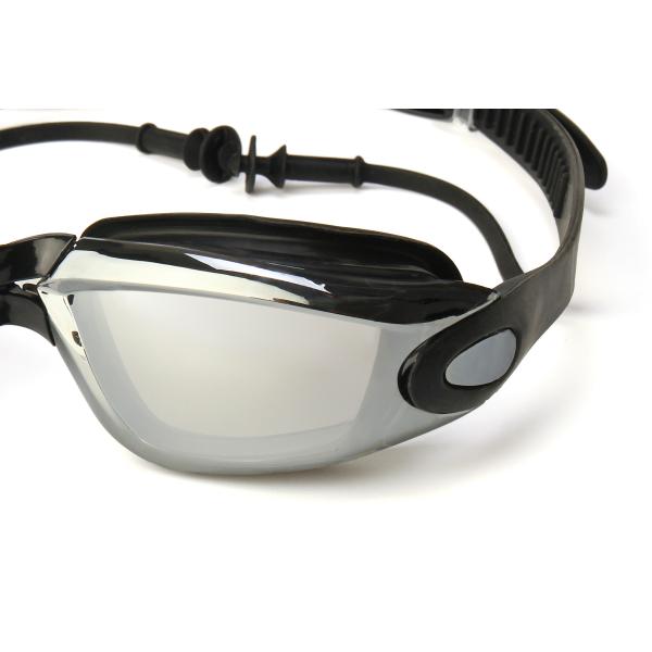 Summer Swimming Goggles Professional Anti-fog Swimming Goggles Men & Women Big Box Electroplating + Swimming Cap SilverI