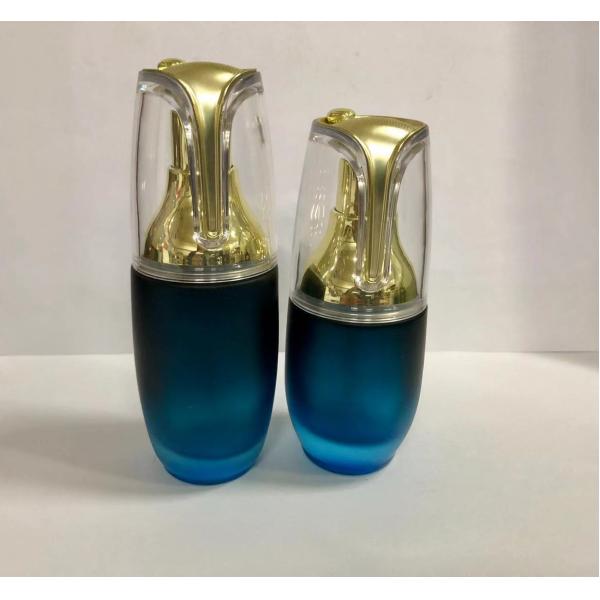 Rétro bouteille cosmétique ronde de pompe de bouteille de lotion bonne scellant la couleur et l'impression adaptées aux besoins du client par représentation