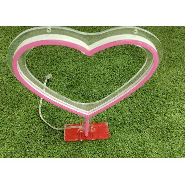 Pink Heart Hazard Free 12VDC EU Plug USB Neon Signs For Gift