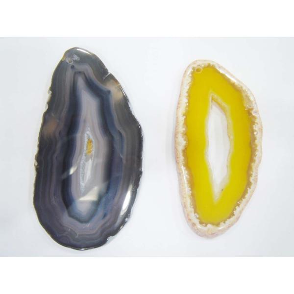 Customized Natural Black / Yellow Slice Druzy Agate Jewelry 50 - 70mm Length
