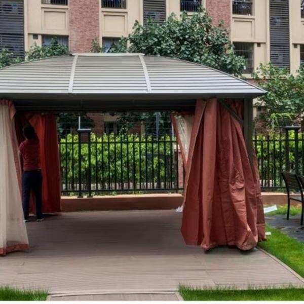 Double Roof Pergolas  Retractable Gazebo  Modern Style  Outdoor Hardtop Gazebo