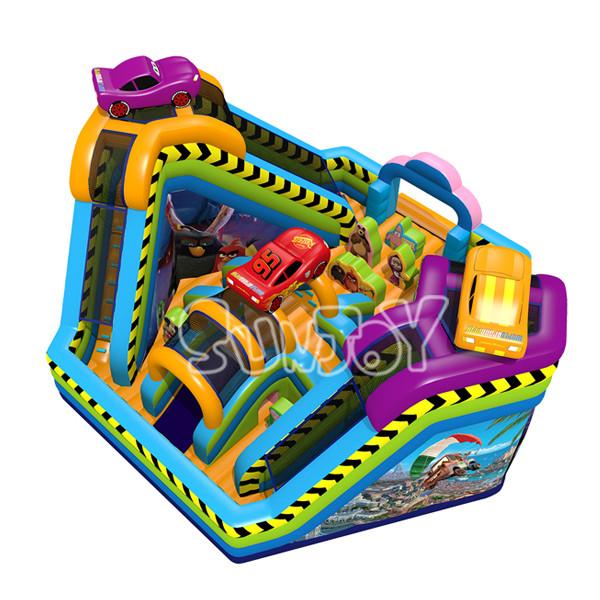 Cars Theme Slide Park Inflatable Combo Fun City For Kids
