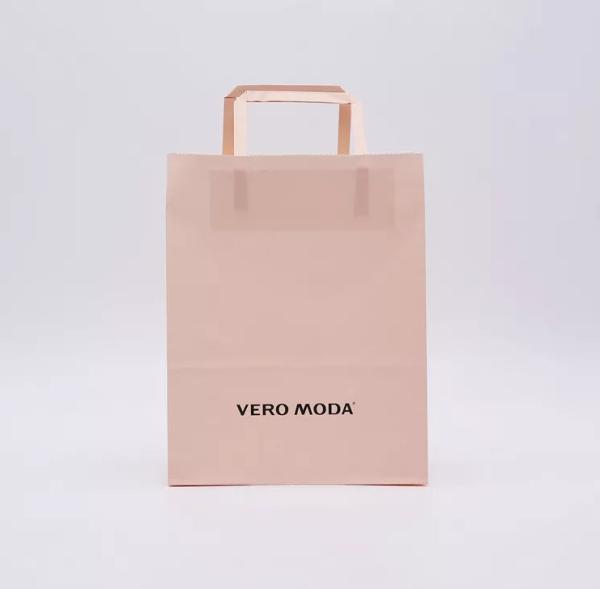 ODM Pink Kraft Paper Bag Biodegradable Patch Handle Bag ISO9001