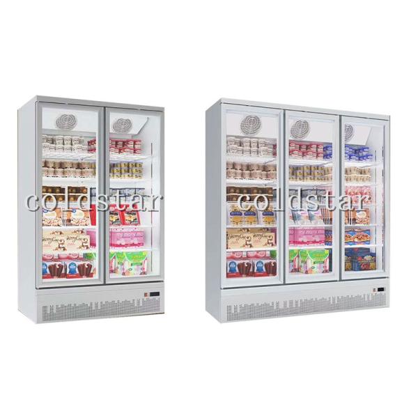 -22C Upright glass door refrigerator supermarket frozen food display freezer