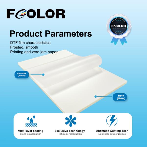 FCOLOR High Quality DTF Hot Peeling Cold Peeling Film A3 A4 A3+ Dtf Sheet Heat Transfer Film for DTF Printing Machines