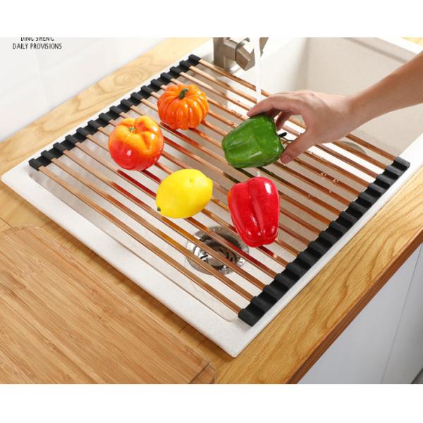 Foldable 0.97KG Steel Kitchen Basket Rack Titanium Square
