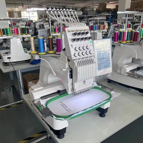9 Needles Single Head Computerised Embroidery Machines Designs 1200RPM