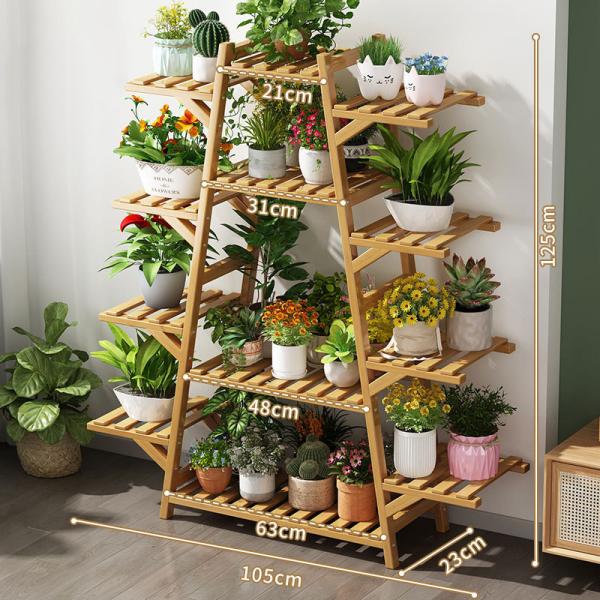 Plants Stand in Door Flower Pot Shelves Multi Tiers Wood Indoor and Outdoor Decoration Estante de flores