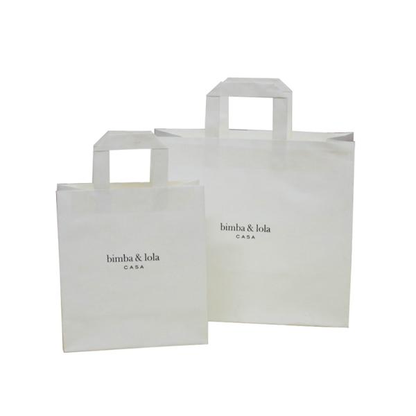 White Paper Carrier Bag With Foil Stamped Embossed Logo 200gsm Recycle Paper