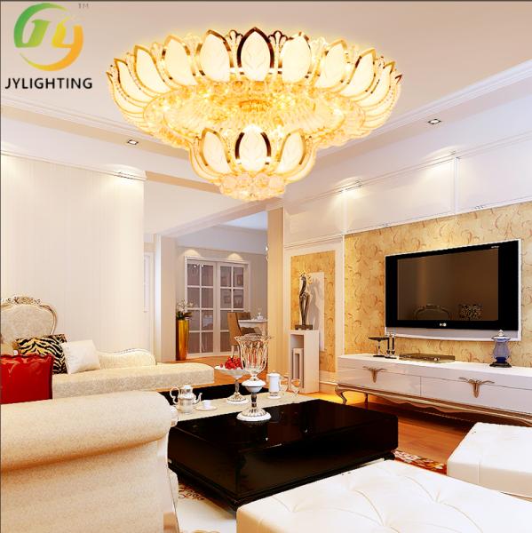 JYLIGHTING European-style round golden lotus crystal chandelier, ceiling lamp, grand living room  Chandelier Pendant Lamp