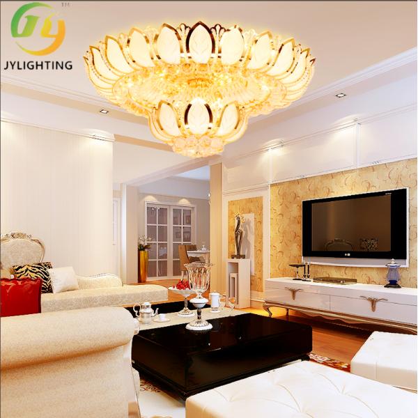 JYLIGHTING European-style round golden lotus crystal chandelier, ceiling lamp, grand living room  Chandelier Pendant Lamp