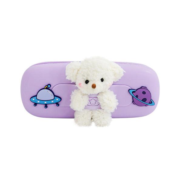 Cute Bear Durable Silicone Pencil Bag Holder For School Supplies Christmas Gift Pencil Pouch Bag Pen Holder Kids Gifts