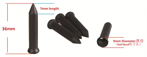 Black ABS Embedded RFID Nail Tag Forestry Tree / Asset Management 41 * 28mm