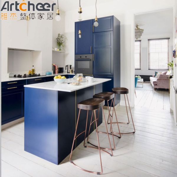 Modern Chandelier Design Blue Color Eco-Friendly Kitchen Island with Storage Cabinet