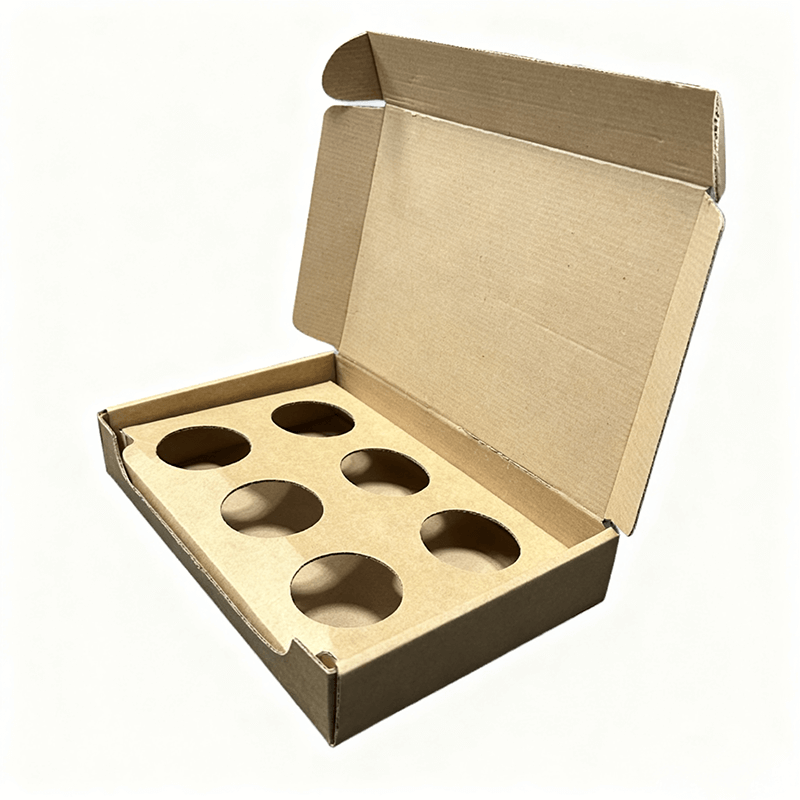 Boîte cadeau personnalisée en carton ondulé Kraft pour 6 bougies parfumées de 2 oz, avec dorure à chaud et pelliculage mat