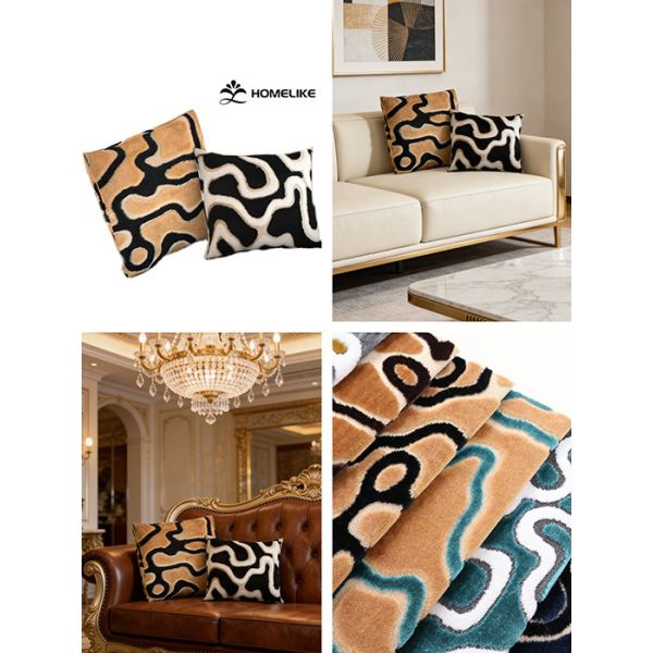 Abstract Curved Pattern Jacquard Velvet Fabric For Sofa
