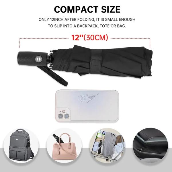 Customized Color Wind Resistant Small Folding Backpack Umbrella for False Double Layer