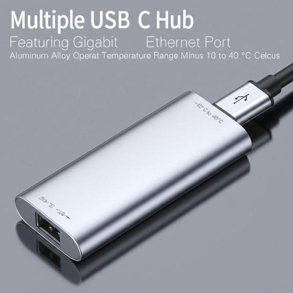 複数のUSB Cハブ 千兆イーサネットポート アルミニウム合金キャッシングと動作温度範囲 マイナス10〜40°C