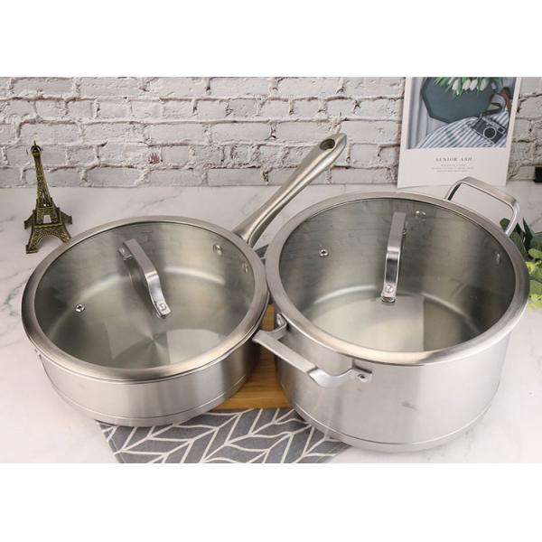 1.65kg Cookware Set Kitchen Pots and Pans Stainless Steel Cook Wear with Glass Cover