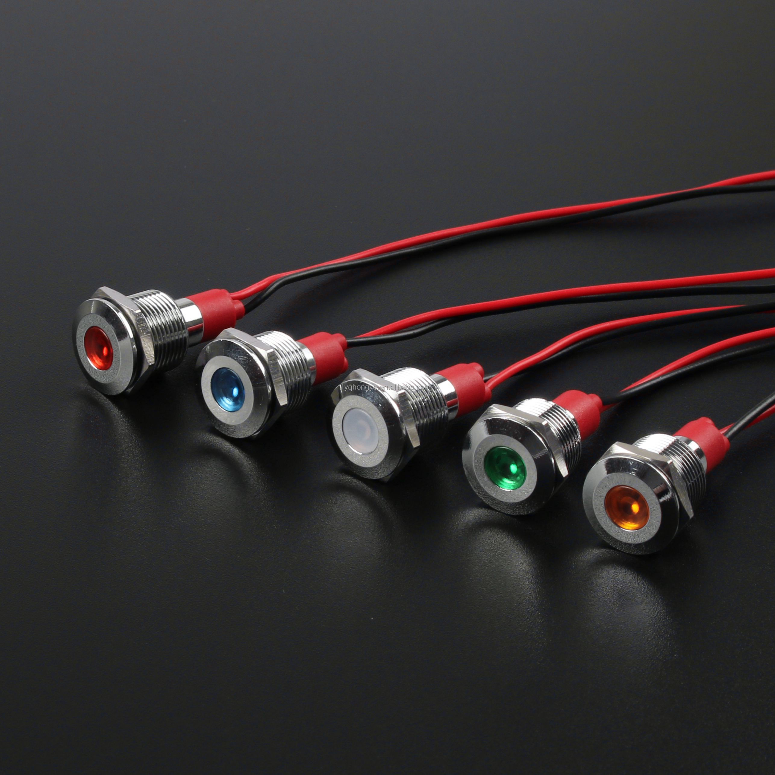 12mm Metal Indicator LED Indicator Light Wire Power 3V/5V/12V/24V/220V Red Green Yellow Blue White Industrial Control Equipment