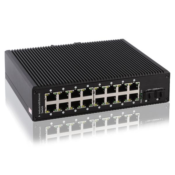 16 Gigabit POE Port Managed Industrial Poe Switch 2 SFP Port 48-56V DC