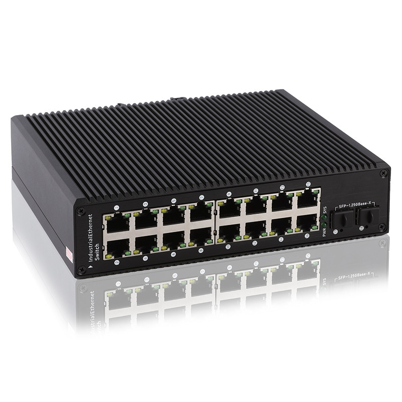 Порт POE 16 гигабит управлял промышленным DC порта 48-56V SFP переключателя 2 Poe