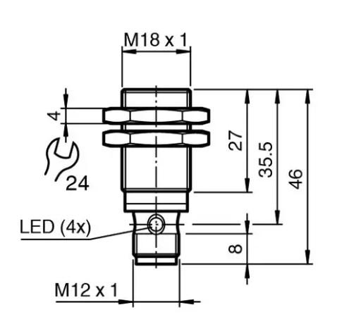 NBB8-18GM30-E2-V1 Sensor Inductivo Peperl+Fuchs M30, 24V DC, IP68, 18mm, 2 alambres transportadores de trabajo pesado