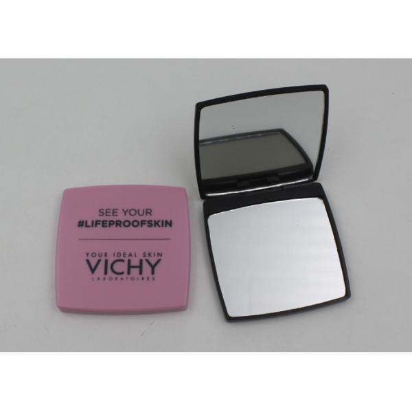 2x Magnified Square Golden Plastic Travel Makeup Mirrors , Portable Makeup Mirrors