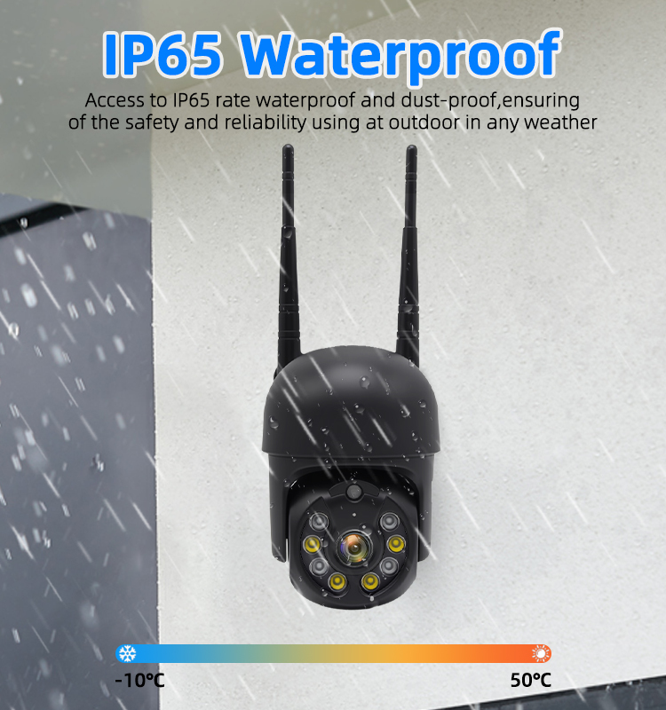 5MP Outdoor WiFi PTZ Security Camera,Human Motion Auto‑Tracking,Full‑Color Night Vision,Two‑Way Talk,IP65 Waterproof Wireless Dome IP Camera