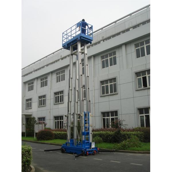 10 Meter Hydraulic Aluminum Work Platform Four Mast Blue For Warehouses