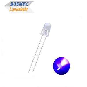 Cabeça Redonda 5mm Ultravioleta LED 385nm 395nm luz UV Lente clara de água para