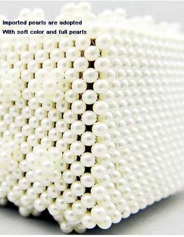 White Pearl Beaded Handbag Acrylic flat bead Material 10cm height ODM