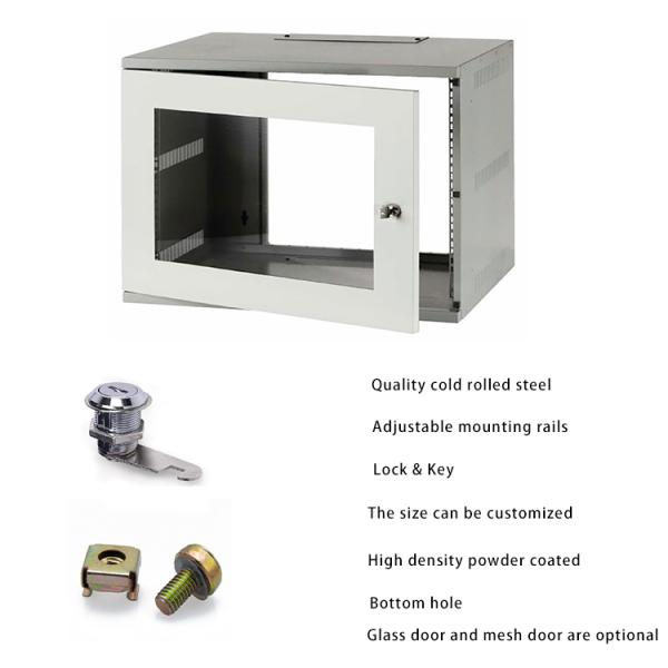 дверь шкафа шкафа сервера держателя стены 6У 12У стеклянная/дверь сетки опционная