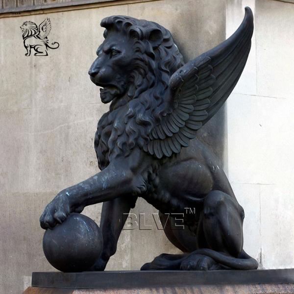 Bronze Winged Lion Statue Brass Big Animal Sculpture Metal Antique Large Size Outdoor Garden Park Decorative