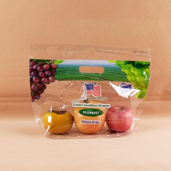 Stand Up Fresh Fruit Bags Resealable Supermarket Packaging With Breath Hole