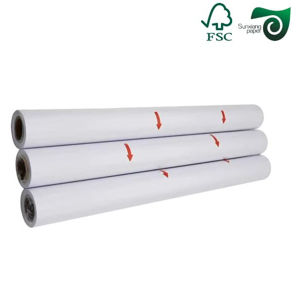 Un rouleau de papier blanc de 50 cm avec une surface lisse et sans revêtement.