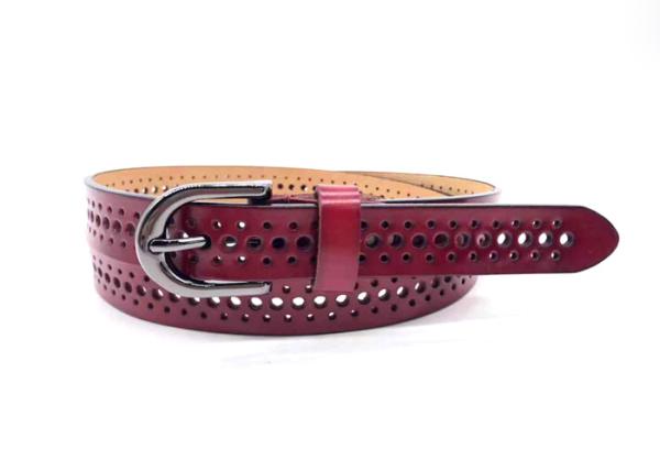 120cm Women Skinny Belt With Round Hollow Alloy Buckle