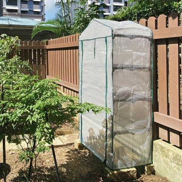 NATURE Pressure Treated Wood 4Tier Garden Greenhouse PE Cover Roll-Up Zipper Door Portable Waterproof Cloth Tent Grow Seeds
