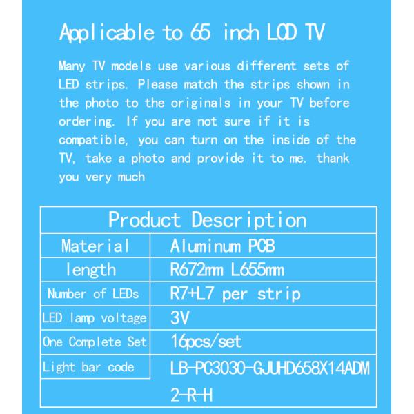 65' TV Backlight для LB-PC3030-GJUHD658X14ADM2-L/R-H для Pilips 65
