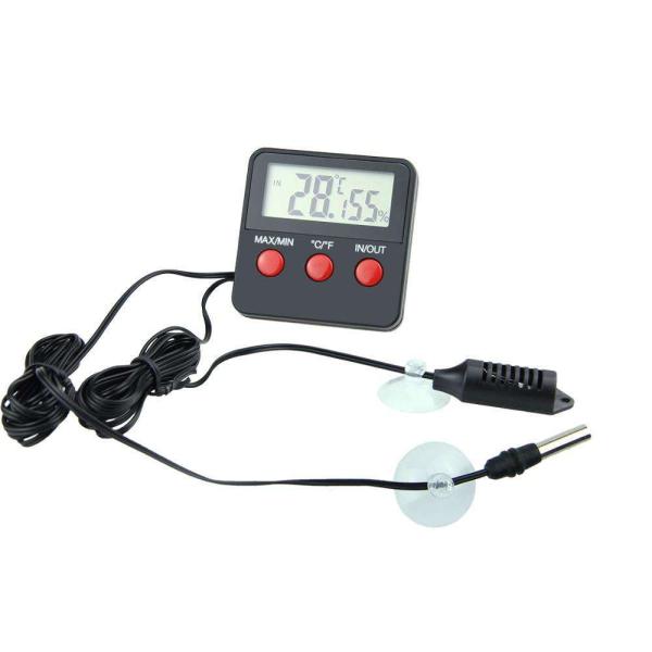 DTH-74 Digital Thermometer Hygrometer With Dual Sensors, Humidity Temperature Gauge For Fish Tank, Brooding