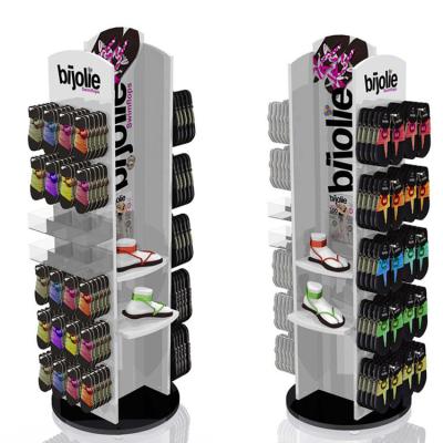 Modern Flip Flop Display Stand Rotating Shoe Rack Display With Customized Logo