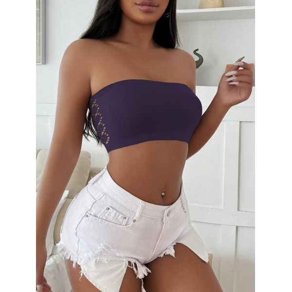 Women Bandeau Top One-piece Hot New Seamless Hollow Tube Top Seamless Breathable Elastic Underwear  Bandeau Top Women