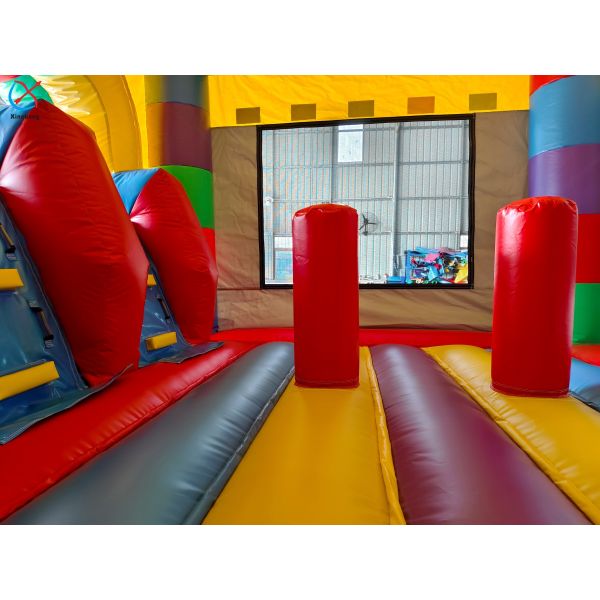 New Design Lego Block Colorful Inflatable Bounce House Dry Water Slide