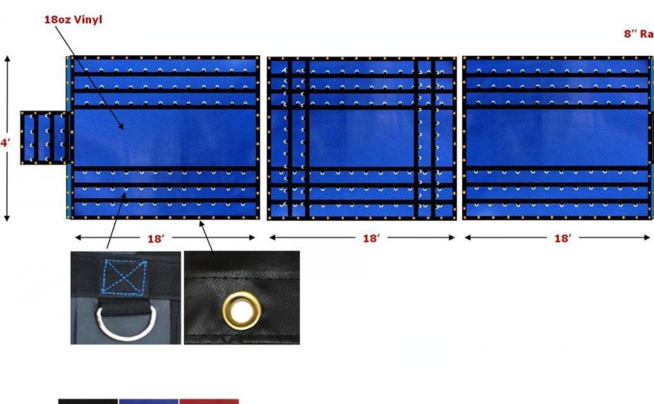 1000D * 1000D 18 унций 8 футов Drop Flatbed Truck Tarps
