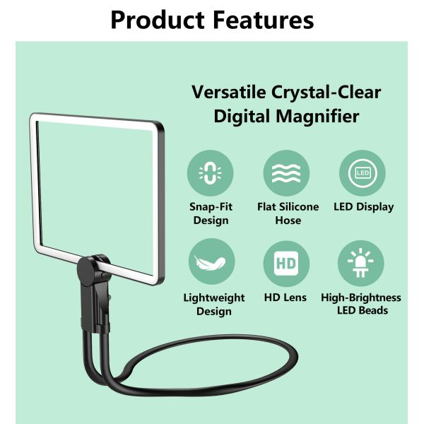 New Horizontal Square Large Lens 64 Led Lights Magnifier  Stepless Dimming Lights Battery Display USB Charging Magnifier