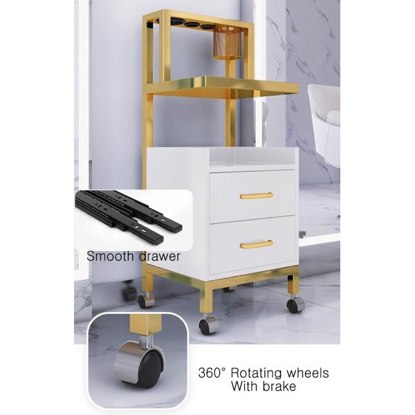 Professional Beauty Salon Rolling Storage Cart with Portable Hairdressing Trolley and Cosmetic Drawers Organizer Cabinet
