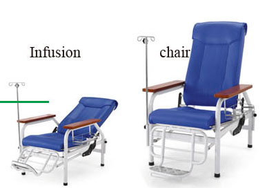chaise réglable d'infusion, chaise de traitement, chaise d'examen médical avec le panier d'article de fin de série