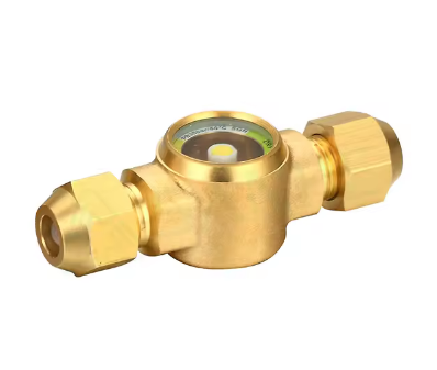 Copper Sight Glass Indicator with High-Transparency Glass Window and Color-Changing Moisture Indicator for Refrigeration Systems