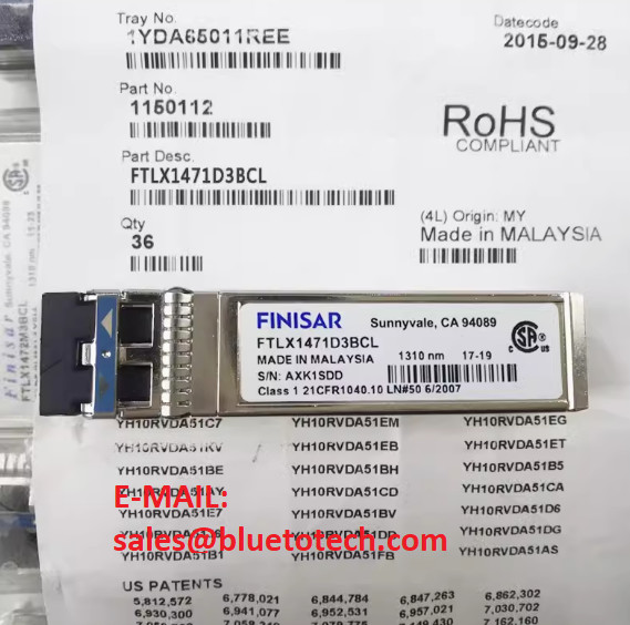 FINISAR FTLX1475D3BNL 10Gb/s 10km 1310nm Single Mode Datacom SFP+ Transceiver