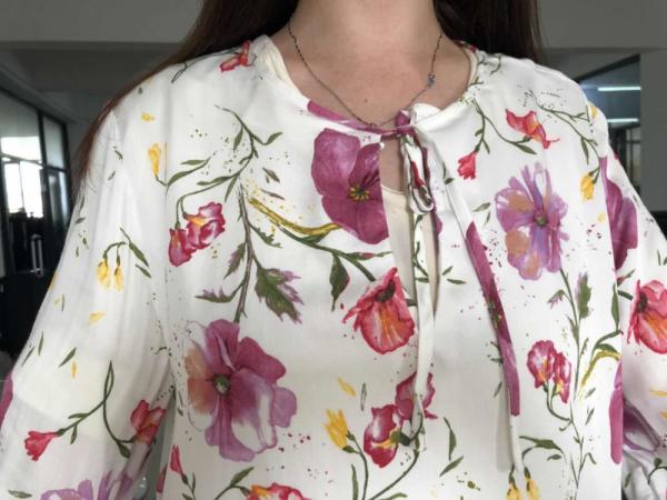 Long Sleeves Floral Print Shirt Womens 100% Viscose  Ladies Print Blouse